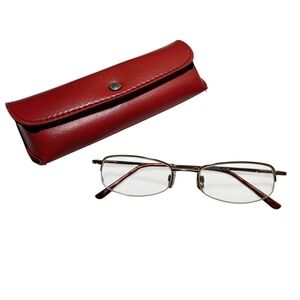 Classic Gold Frame Reading Glasses with Red Case +1.5